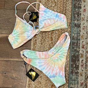 Skatie x Salty Blonde tie dye bikini set